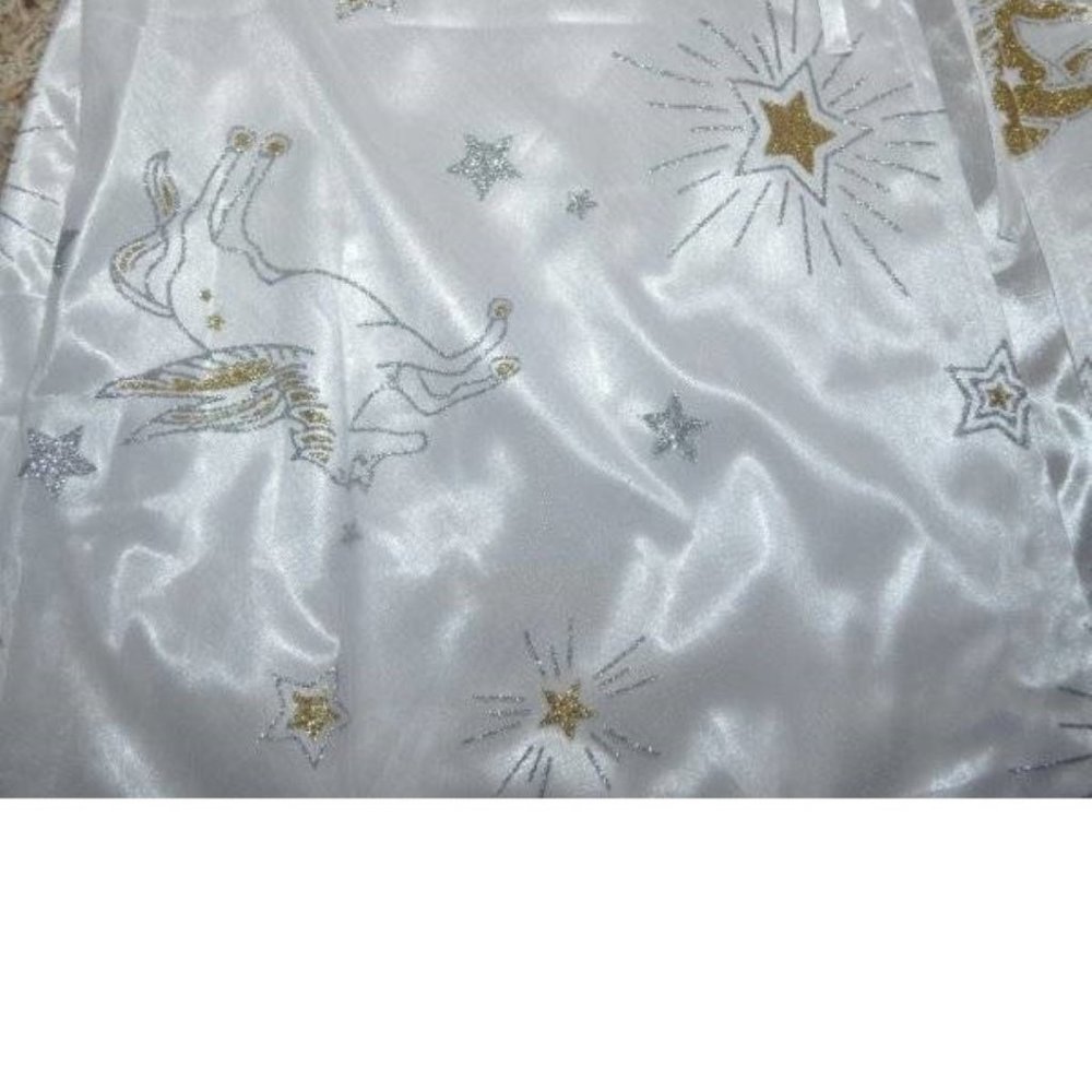 Cape White Gold Halloween Costume Celestial Stars Moons Horses Hooded Womens - Picture 4 of 4